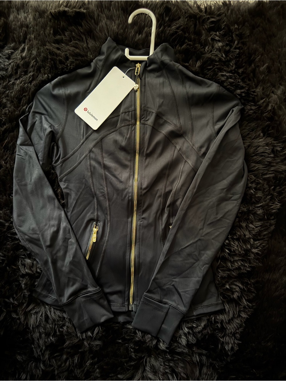 lululemon athletica Black Performance Zip Jacket/ Gold Hardware Leggings flared - Picture 2 of 3